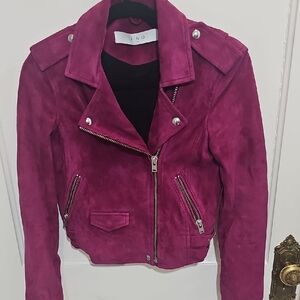 IRO Fuchsia Suede Moto Jacket